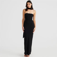 Sexy Bandeau off Neck Slim Fit Backless Maxi Dress - 808Lush