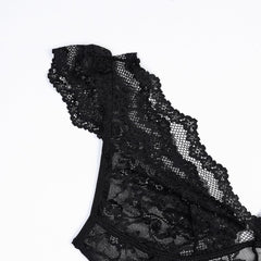 Mysterious Black Lace Deep V Plunge teddies