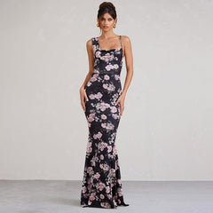 Elegant Floral Blooming Slim Fit Maxi Dress - 808Lush