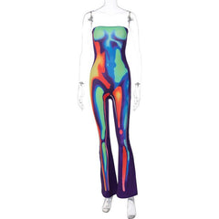 Women Summer Tube Top Multi Color Jumpsuit - 808Lush