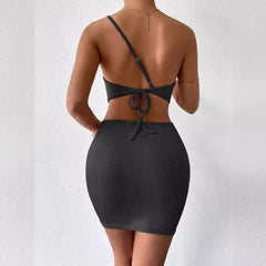 Sexy Two Piece Cami Dress Lace up Backless Dress