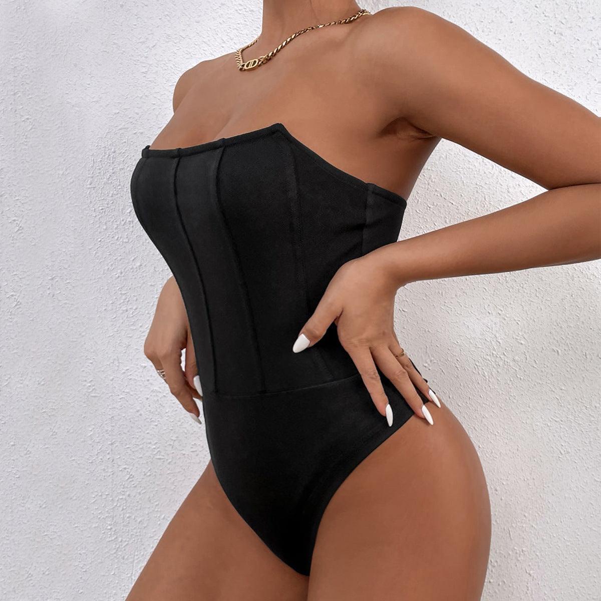 Three-Dimensional Strapless Tube Top Bodysuit - 808Lush