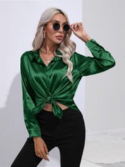 Satin Shirt Artificial Silk Long Sleeve Office Shirt - 808Lush