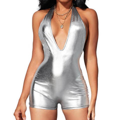 Sexy Nightclub Metallic Romper - 808Lush