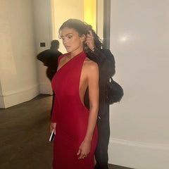 kylie jenner dress Shoulder Single Sleeve Backless Dress - 808Lush