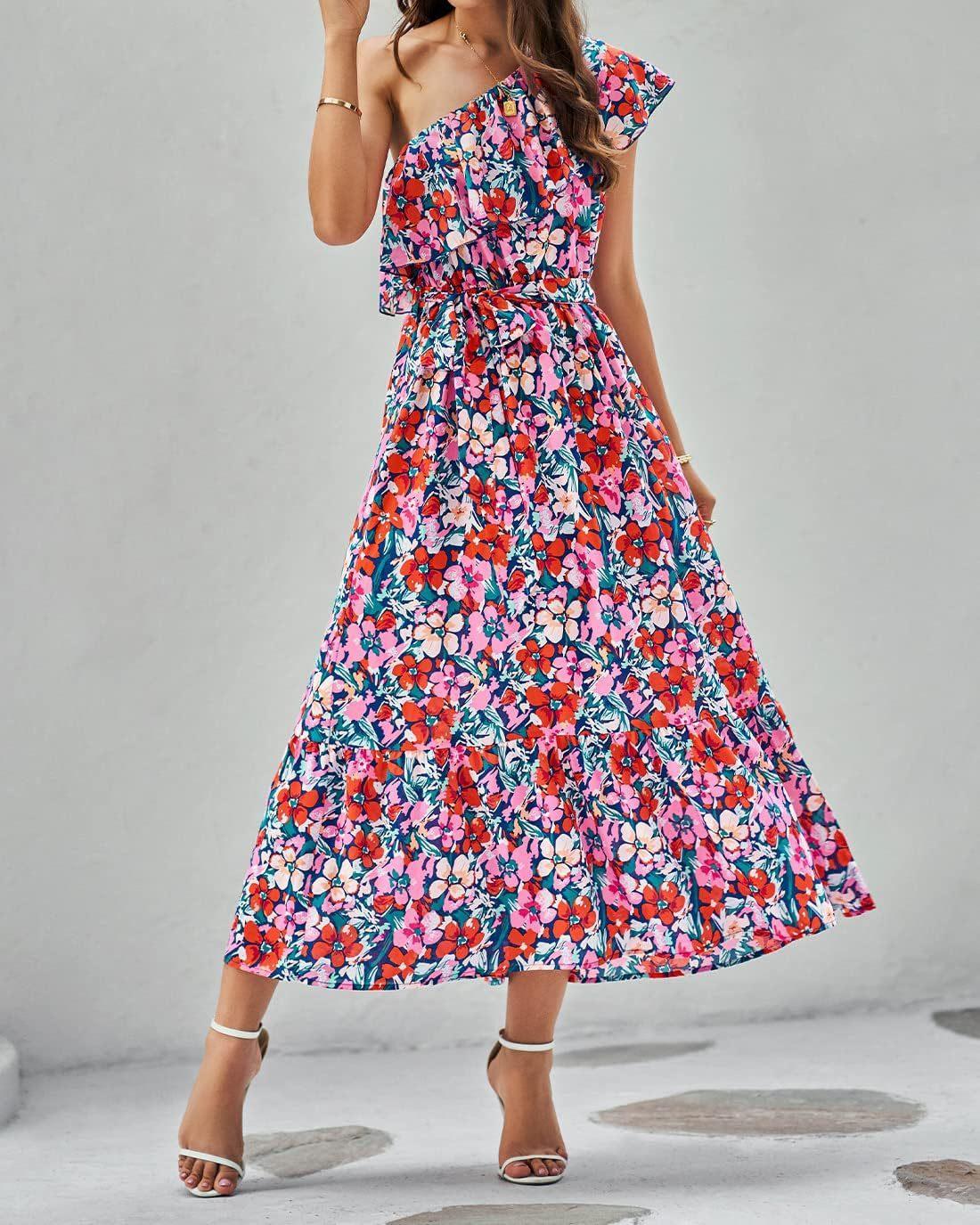 Summer Shoulder Ruffles Sleeveless Floral Dress - 808Lush