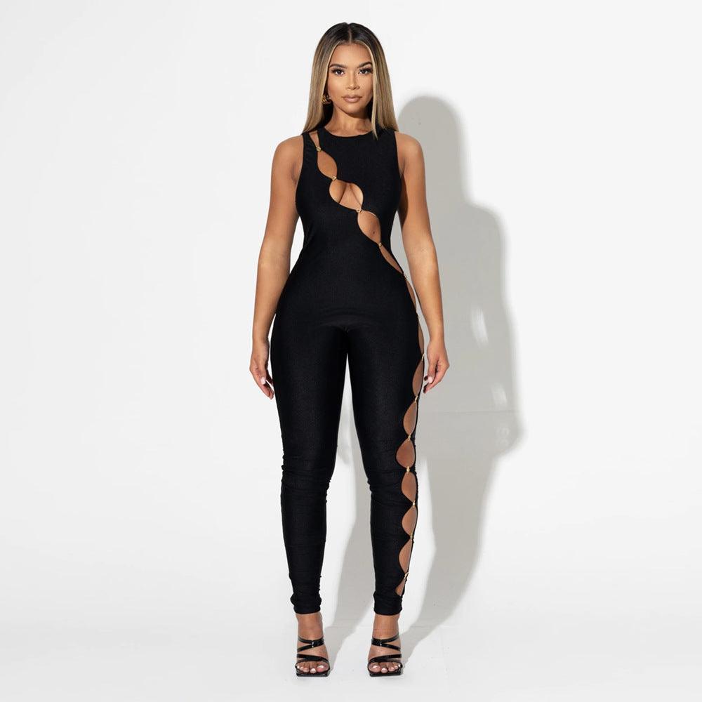 Sleeveless Slim Casual One Piece Zipper Jumpsuit - 808Lush