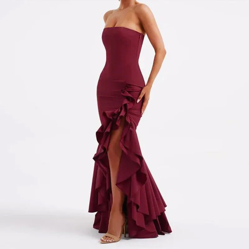 Elegant Tube Top Backless Hip Wrapped Dress