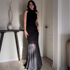 Slim Fit Sexy Mesh Maxi Dress