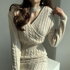 Round Neck Split Sweater Dress