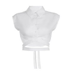 Polo Shirt Single Breasted Cross Tied Cropped Top shirt