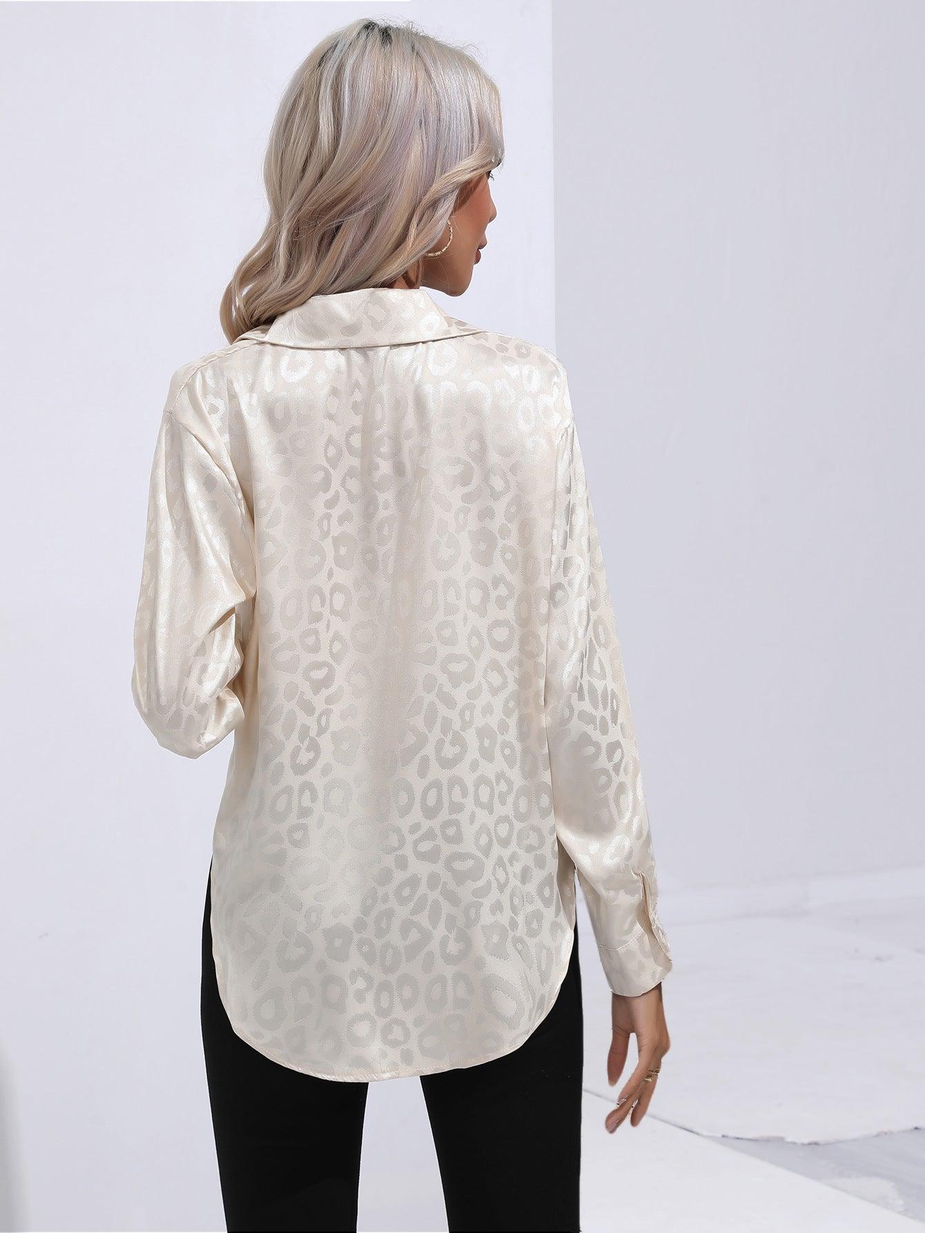 Leopard Print Satin Satin Silk Long Sleeve - 808Lush