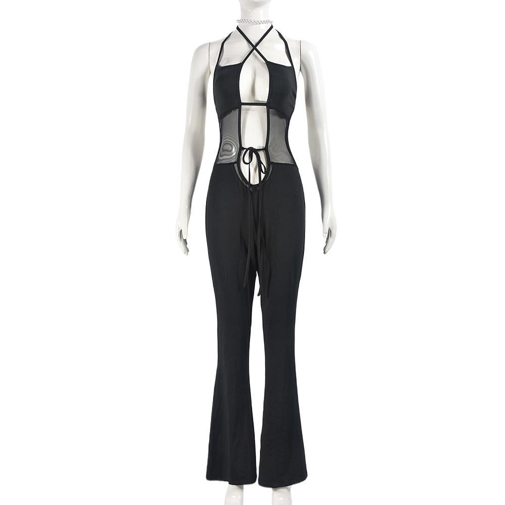 Sleeveless Backless Flared Sexy Wide Leg Jumpsuit