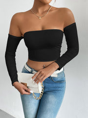 Camisole Waist Trimming Long Sleeve Sexy Cropped Tube Top