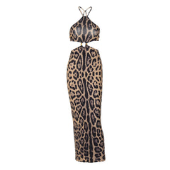 Leopard Print Bandeau Sling Dress