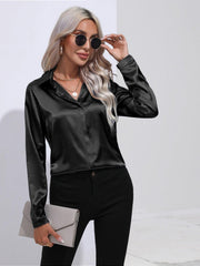 Satin Shirt Long Sleeve Formal Shirt - 808Lush