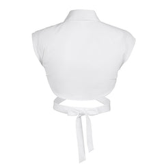 Polo Shirt Single Breasted Cross Tied Cropped Top shirt