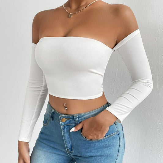 Camisole Waist Trimming Long Sleeve Sexy Cropped Tube Top