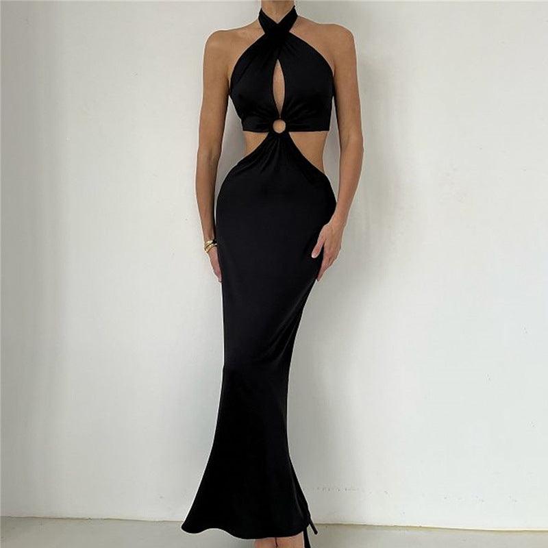 Summer Maxi Dress Sexy Stitching Halter Strap Backless - 808Lush