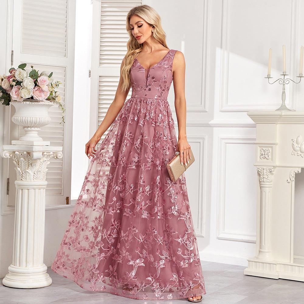 Mesh Floral Evening Maxi Party Dress - 808Lush