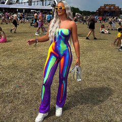 Women Summer Tube Top Multi Color Jumpsuit - 808Lush