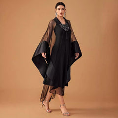 Cocktail Evening Middle East Long Sleeve Two Piece Cape Dress