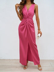 Elegant V neck Sleeveless Sexy Maxi Dress