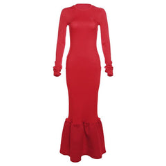 Long Sleeve Slim Fit Slimming Maxi Dress - 808Lush