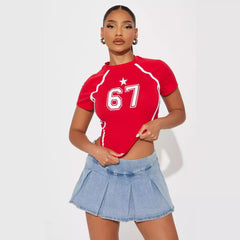 Casual T shirt Women Cropped Slim Fit Sexy Top