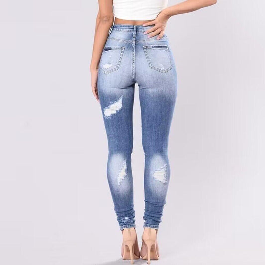 Women Daily Casual Denim Ripped Jeans