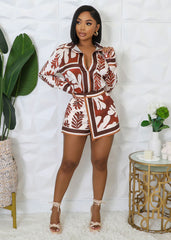 Two Piece Long Sleeve Casual Short Set