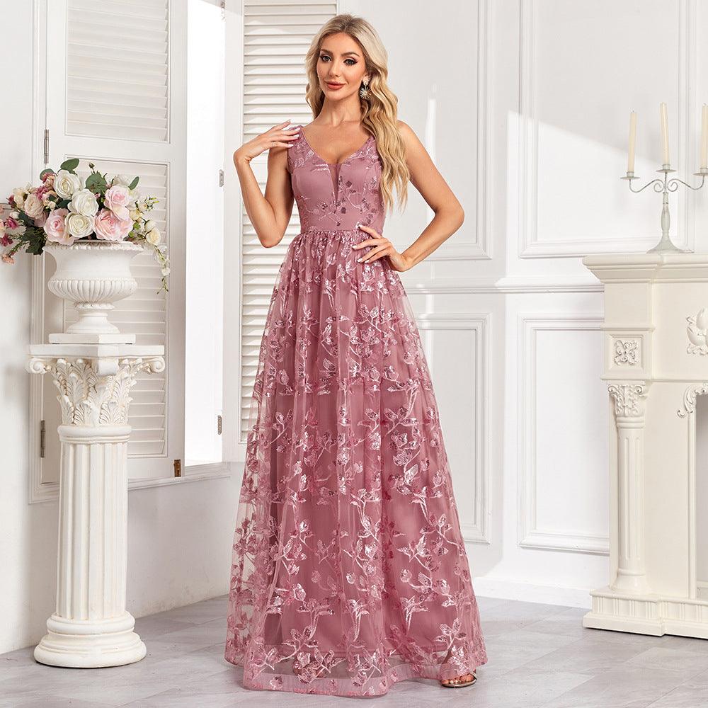 Mesh Floral Evening Maxi Party Dress - 808Lush