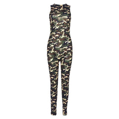 Camouflage Sexy round Neck One Piece Long Jumpsuit - 808Lush