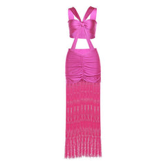 Women Sexy Butterfly Strap Cropped Strap Tassel Dress - 808Lush