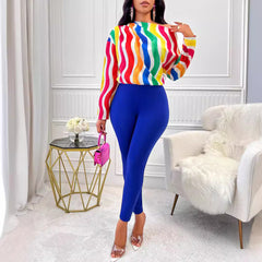 Women Rainbow Pants Set