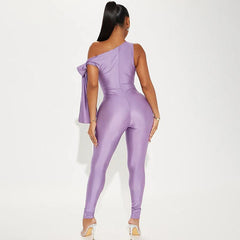 One Shoulder Sexy Tight Jumpsuit