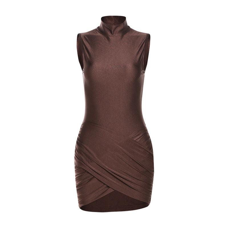 Sexy Slim Turtleneck Ruffle Mini Dress - 808Lush