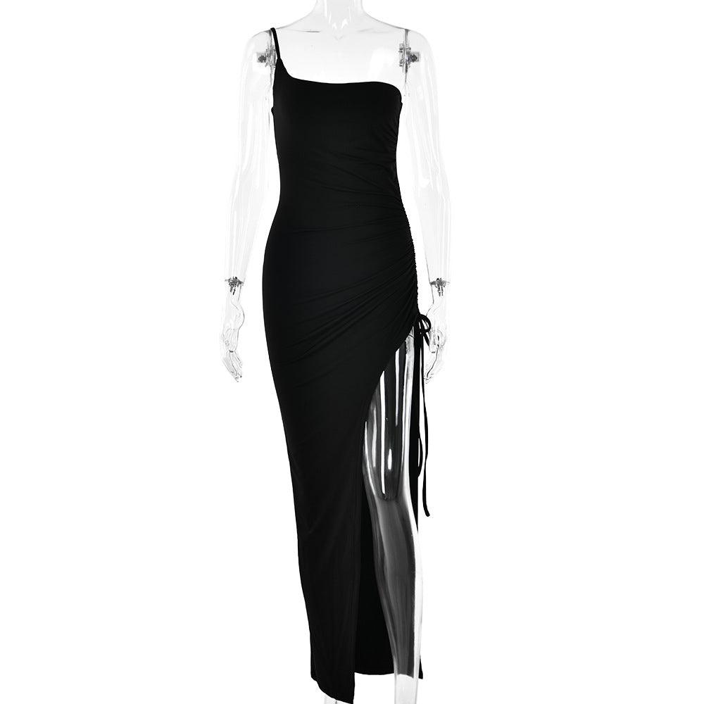 Sexy Tight Ruched High Split Maxi Dress for Women - 808Lush