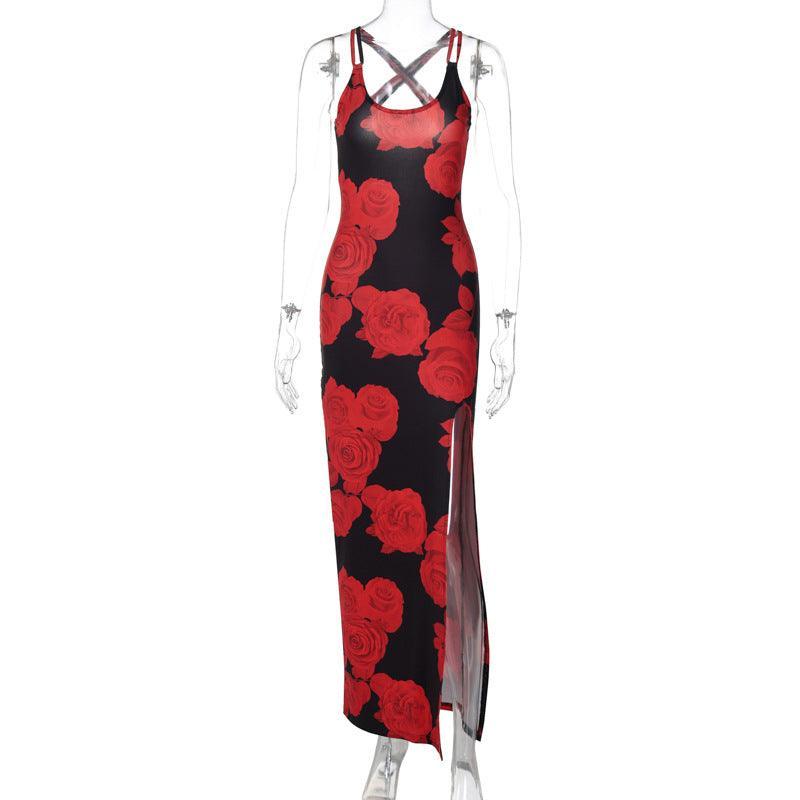 Sexy Slit Strap Floral Dress - 808Lush