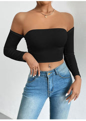 Camisole Waist Trimming Long Sleeve Sexy Cropped Tube Top