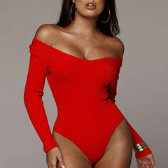 Sexy Slim V neck Long Sleeve Base Bodysuit - 808Lush