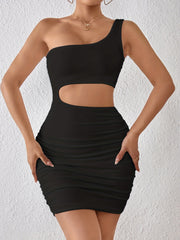 Sexy Shoulder Belt Mini Dress