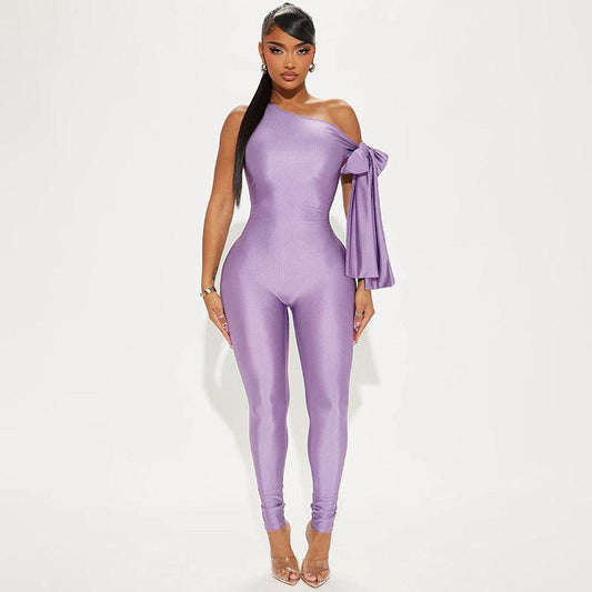 One Shoulder Sexy Tight Jumpsuit