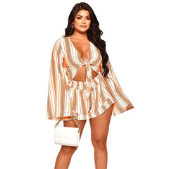 Deep V Plunge Sexy Shirt Romper - 808Lush