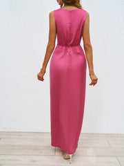 Elegant V neck Sleeveless Sexy Maxi Dress