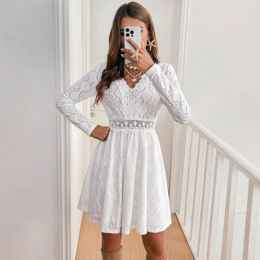 Elegant Lace Patchwork Holiday Dress Sundress