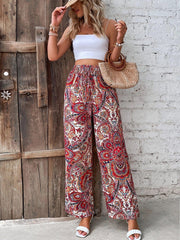 Women Pants Elastic Waist Wide Leg Pants