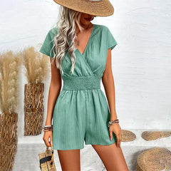 Jacquard Striped Bow Summer Romper