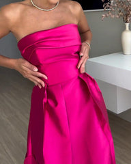 Satin Sexy Tube Top Evening Maxi Dress