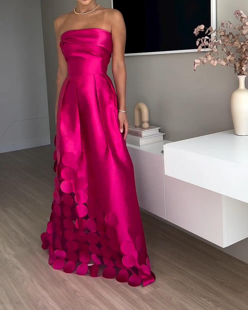 Satin Sexy Tube Top Evening Maxi Dress